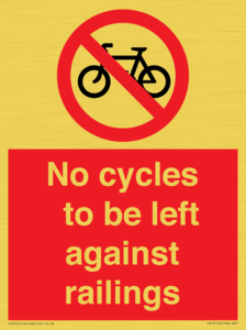 No cycles to be left against railings